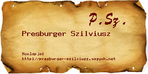 Presburger Szilviusz névjegykártya
